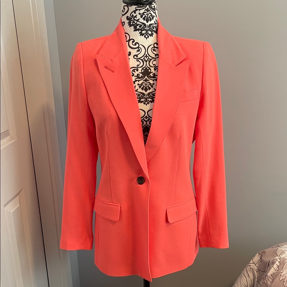 Smythe Wool Crepe Vibrant Coral Blazer
